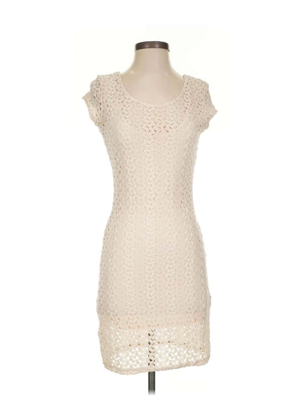 Free People Cream Crochet Cap-Sleeve Dress